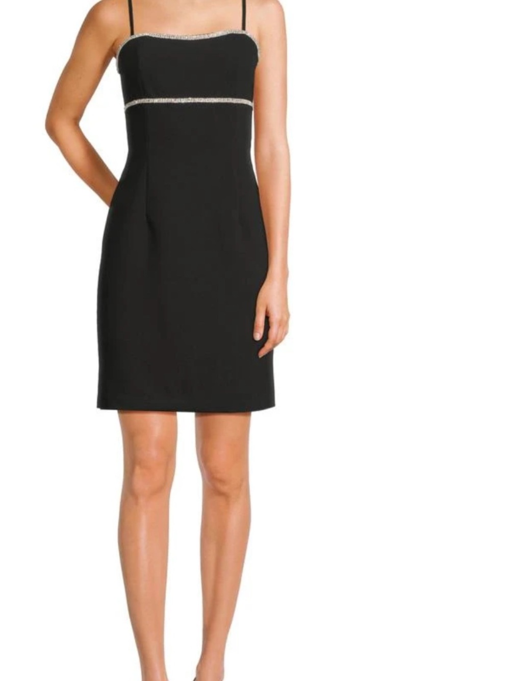 H&M Dividco Black Mini Dress with Rhinestone Trim